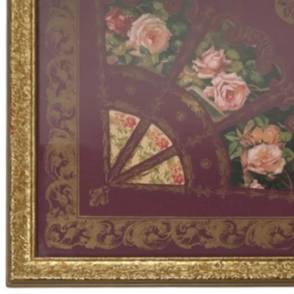 Victorian Floral Ornate Burgundy & Gold Wall Decoration